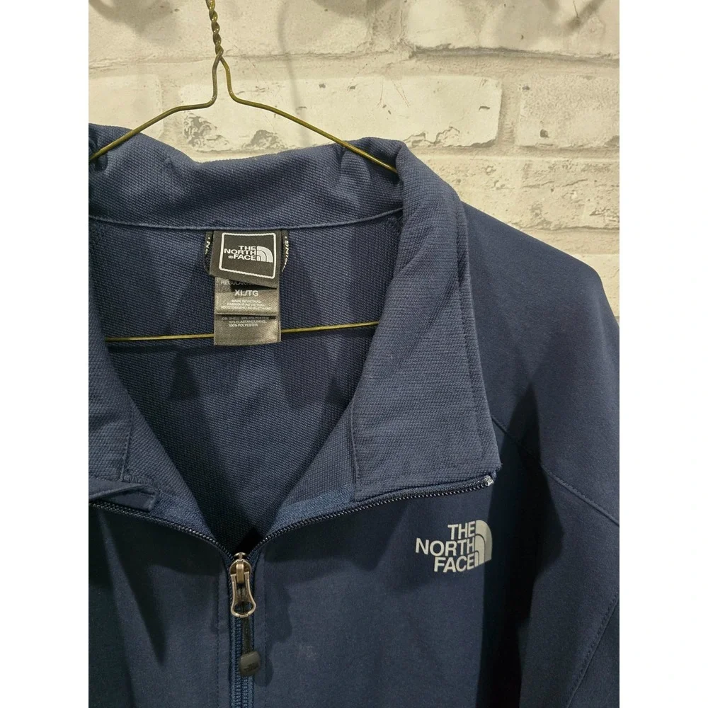 The North Face Apex‎ Men XL Full Zip Hooded Softshell Jacket Blue Drawstring Hem